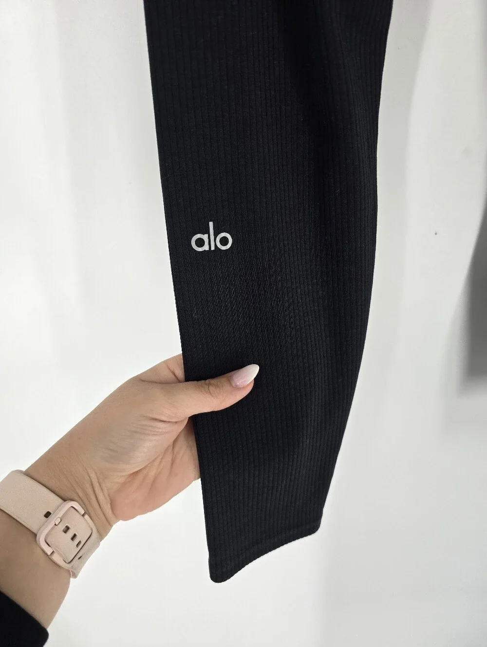 ALO Yoga Black Knit Ribbed Stretch Pull On Pants Leggings Size S